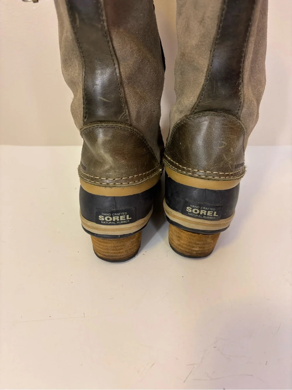 Sorel Green Suede & Leather Tall Lace-Up Waterproof Winter Boots Women’s 8